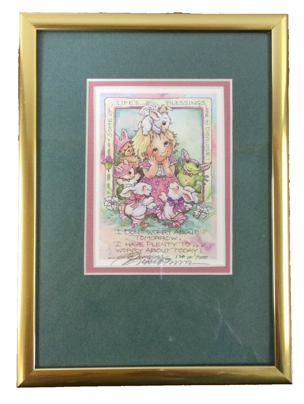 Jody Bergsma Print Signed Framed I Dont Worry About Tommorrow. Worry About Today